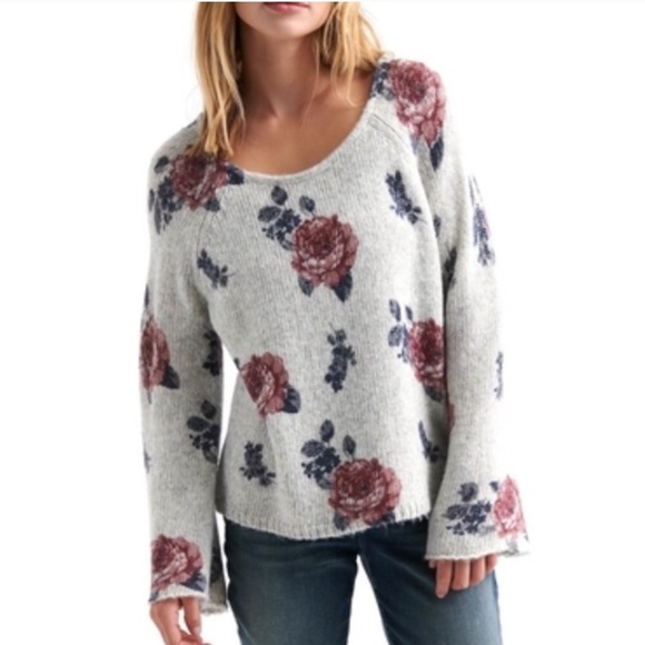 Lucky Brand Sweaters - Lucky Brand Gray Floral Sweater